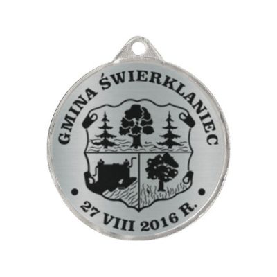 Medal metalowy z grawerowaniem na laminacie