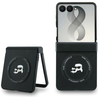 Etui Karl Lagerfeld Karl&Choupette Pins MagSafe na Samsung Galaxy Z Flip 8 - czarne