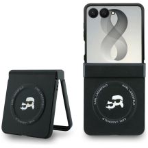 Etui Karl Lagerfeld Karl&Choupette Pins MagSafe na Samsung Galaxy Z Flip 8 - czarne
