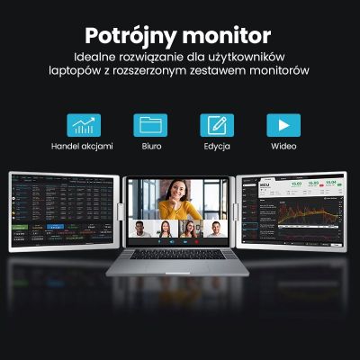 11. EXTRALINK SMART LIFE 14" 2-SCREEN MONITOR FOR LAPTOPS 12" TO 17.3"