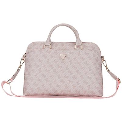 Torba Guess 4G Zipper Pocket Triangle Logo na laptopa 15" - różowa