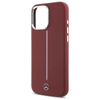 6. Etui Mercedes Silicone White Stripe MagSafe na iPhone 16 Pro Max - czerwone