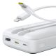 5. Powerbank Baseus Lipow 20000mAh 22,5W z dwoma wbudowanymi kablami z dodatkowym kablem Baseus Simple USB-A - USB-C 3A 20cm - biały