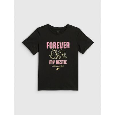 6. T-shirt regular z nadrukiem dziewczęcy 4F 4FJRAW26TTSHF4240-20S