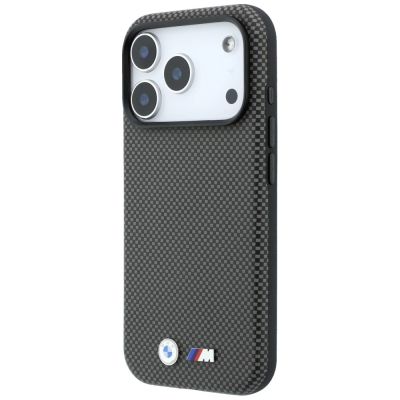 2. Etui BMW M Quadrille Kevlar Metal Logo MagSafe na iPhone 17 Pro / 18 Pro - szare