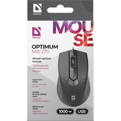 3. DEFENDER MYSZ OPTIMUM MB-270 OPTICAL 1000dpi 3P