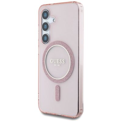 2. Etui Guess Glitter Circle Classic Logo MagSafe do Samsung Galaxy S25 różowy