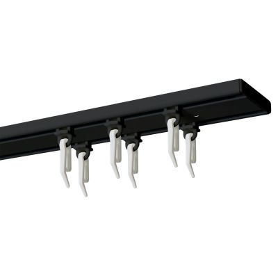 SZYNA SUFITOWA ŚLIZGI Z AGRAFKAMI 150 CM ALUMINIOWA CZARNA PODWÓJNA KOWALSKI