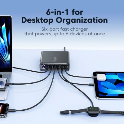 8. Stacja ładująca Tech-Protect DC240W-GaN 6 portów 4 x USB-C 2 x USB-A 240W QC3.0 - czarna