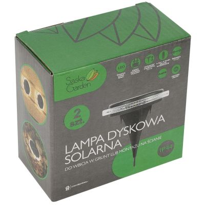 17. LAMPY SOLARNE DYSKOWE DO WBICIA W GRUNT LUB MONTAŻU NA ŚCIANIE 2SZT