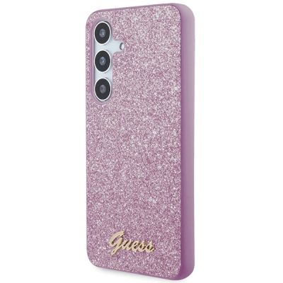 2. Etui Guess Glitter Script na Samsung Galaxy S24+ - fioletowe