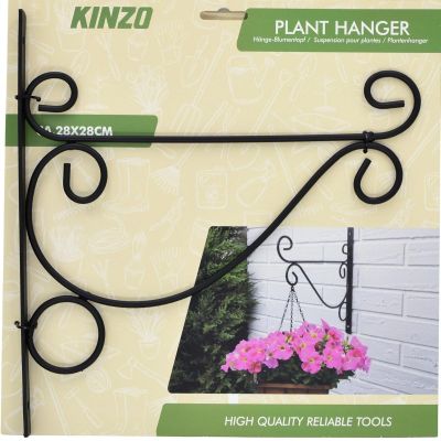 3. WIESZAK NA ROŚLINY METALOWY ZAWIJASY ORNAMENT CZARNY 26X28CM KINZO