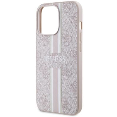 6. Etui Guess 4G Printed Stripes MagSafe na iPhone 13 Pro Max - różowe