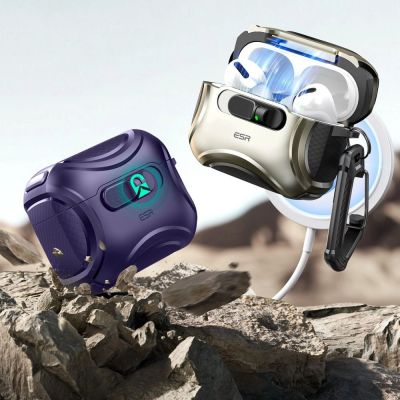 4. Etui ESR Cyber FlickLock MagSafe na AirPods Pro 3 - fioletowe