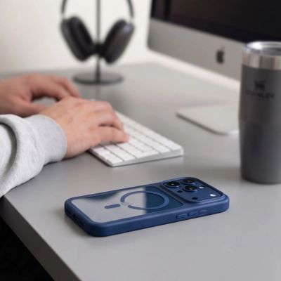 11. Etui Tech-Protect MagOne MagSafe CC + Szkło hartowane 2-Pack na iPhone 18 Pro Max / 17 Pro Max - przezroczysto-granatowe