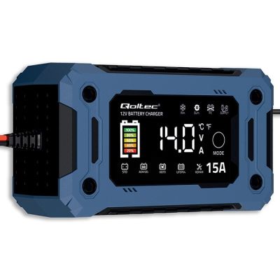 7. QOLTEC ŁADOWARKA 12V 15A | PROSTOWNIK DO AGM GEL LIFEPO4 | LCD