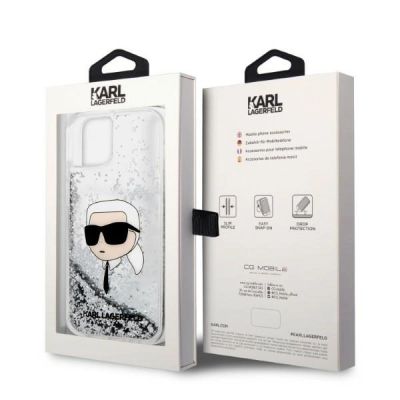 8. Etui Karl Lagerfeld Glitter Karl's Head na iPhone 14 Plus - srebrne