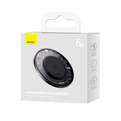 6. Ładowarka indukcyjna Baseus BS-W530 15W + kabel USB C - USB C 24W 1m - czarna