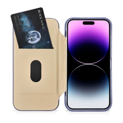 20. iCarer CE Premium Leather Folio Case skórzane etui iPhone 14 Pro Max z klapką magnetyczne MagSafe jasnofioletowy (WMI14220716-LP)