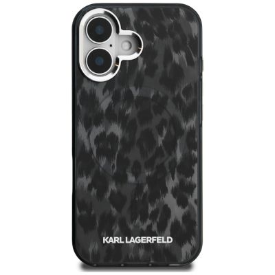 3. Etui Karl Lagerfeld IML Leopard Pattern MagSafe na iPhone 16 - czarne