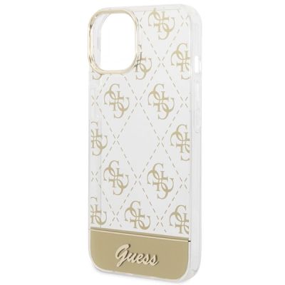6. Etui Guess 4G Pattern Script na iPhone 14 Plus - złote