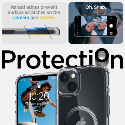 8. Etui Spigen Ultra Hybrid Mag z MagSafe na iPhone 14 Plus - przezroczysto-szare