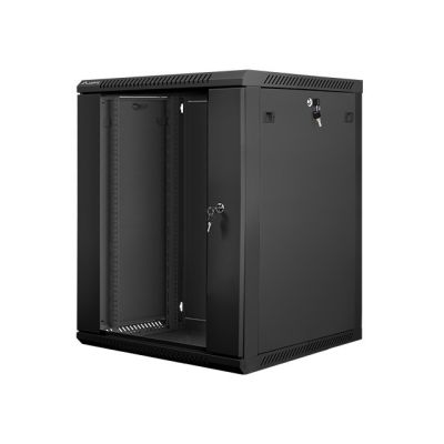 2. Szafa jednosekcyjna, zamykana na zamek Lanberg WF01-6615-10B (15U; 769mm / 600mm / 600 mm; stojąca; Otwierane; 19''; kolor czarny)