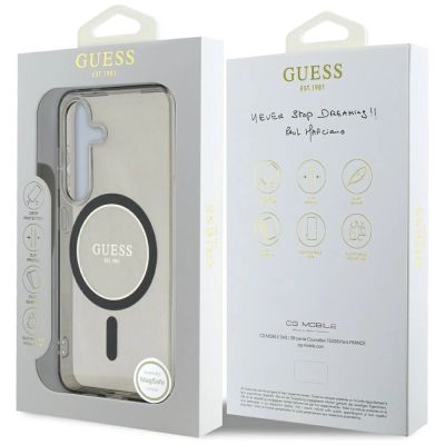 8. Etui Guess Glitter Circle Classic Logo MagSafe do Samsung Galaxy S25 czarny