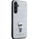 4. Etui Karl Lagerfeld Fixed Glitter Ikonik Logo Metal Pin na Samsung Galaxy A35 - srebrne