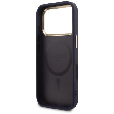 7. Etui Guess Peony Hot Stamp MagSafe na iPhone 17 Pro Max - niebieskie