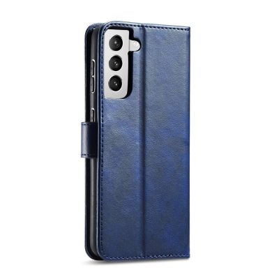 8. Magnet Case elegancki futerał etui pokrowiec z klapką i funkcją podstawki Samsung Galaxy S22+ (S22 Plus) niebieski