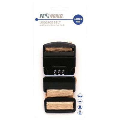 10. UNIWERSALNY PAS ZABEZPIECZAJĄCY DO WALIZKI SPINAJĄCY 180x5CM NA SZYFR PROWORLD BEŻ