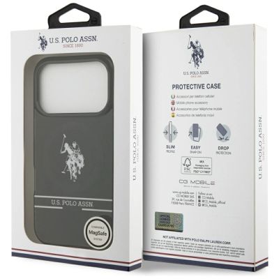 8. Etui US Polo DH and Bottom Stripe Logo MagSafe na iPhone 17 Pro - czarne