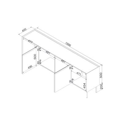5. Komoda FELLINI 200x40x70 kaszmir + blat dąb olejowany