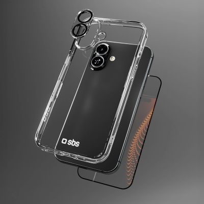 7. Zestaw SBS z technologią D3O na iPhone 16 – etui + szkło ochronne na ekran i aparat - przezroczyste
