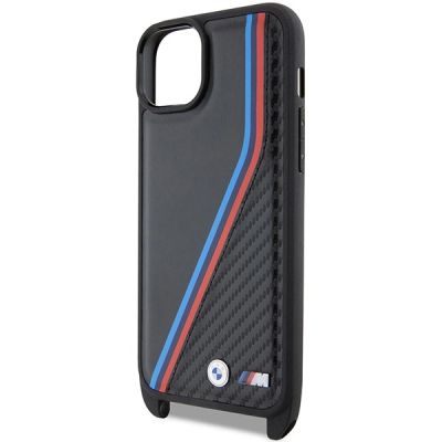 5. Etui BMW M Edition Carbon Tricolor Lines & Strap na iPhone 15 / 14 / 13 - czarne