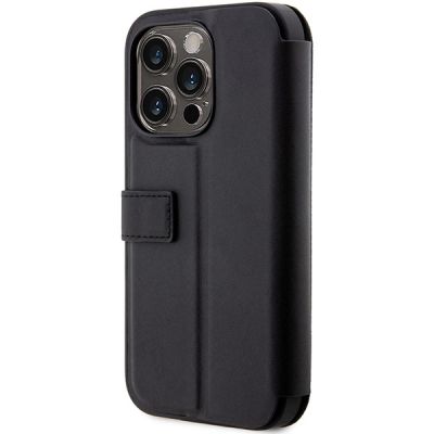 4. Etui BMW Leather Stamp Blue Lines na iPhone 14 Pro - czarne