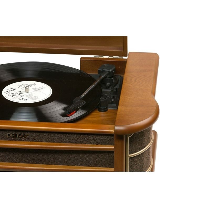 2. Gramofon Denver MCR-50MK3 Retro - drewno Wood Dark (FM, CD, USB)