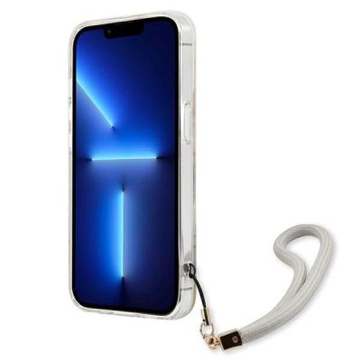 5. Etui Guess Flower Strap na iPhone 13 mini - fioletowe