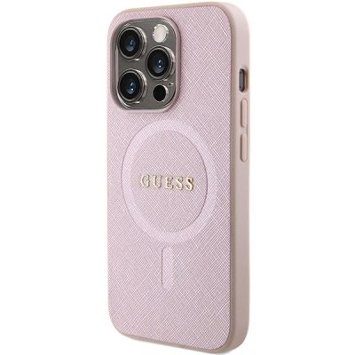 2. Etui Guess Saffiano MagSafe na iPhone 15 Pro - różowe