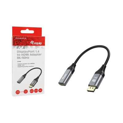 7. Equip 133446 adapter kablowy 0,15 m DisplayPort HDMI Czarny, Szary