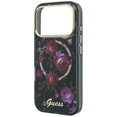 6. Etui Guess IML Glitter Blossom Roses MagSafe na iPhone 18 Pro Max / 17 Pro Max - czarne