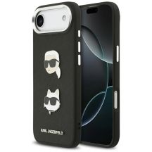 Etui Karl Lagerfeld FW Grained Karl & Choupette Heads Pins & Logo na iPhone Air - czarne