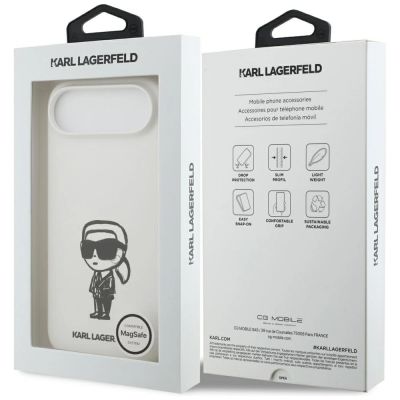 8. Etui Karl Lagerfeld Silicone Karl Sketch & Logo MagSafe na iPhone 17 Air - białe