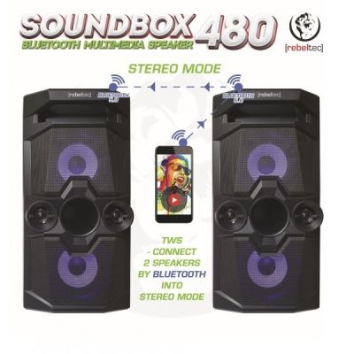 4. REBELTEC GŁOŚNIK BLUETOOTH,FM,KARAOKE STEROWANY ZA POMOCĄ SMARTPHONA BLUETOOTH SOUNDBOX 480