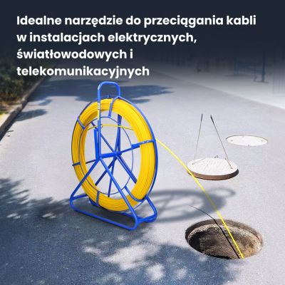 9. Pilot Extralink 3.8mm 75m | Pilot do przeciągania kabli | włókno szklane FRP, śr. 3,8mm, dł. 75m, żółty