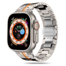 Bransoleta Tech-Protect Stainless Line na Apple Watch 4 / 5 / 6 / 7 / 8 / 9 / SE / Ultra 1 / 2 (42/44/45/49 mm) - tytanowo-pomarańczowa