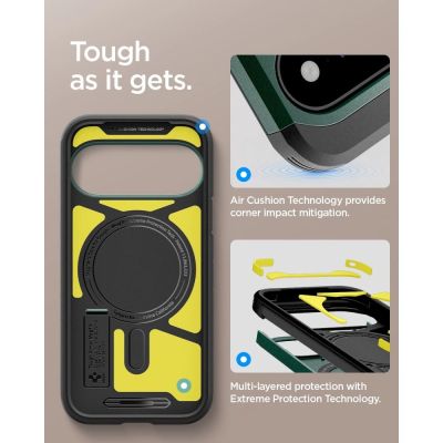 11. Etui Spigen Tough Armor Mag MagSafe na Google Pixel 11 - ciemnozielone