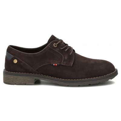 2. Skórzane półbuty męskie casual zamsz ciemny brąz Filippo MP8317