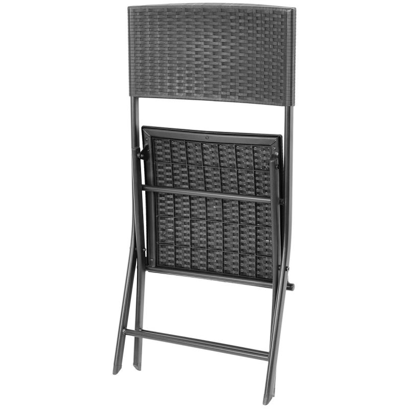 14. ZESTAW MEBLI BALKONOWYCH STÓŁ 58X58X70CM I 2 KRZESŁA CZARNY